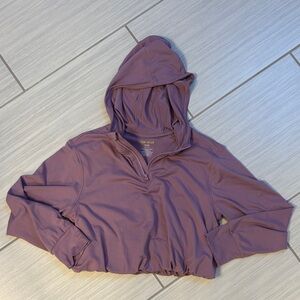 Girls NWOT Tek Gear Cropped Bubble Hem Mauve Hooded Pullover Size (8) M